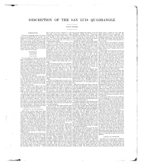 Description of the San Luis Quadrangle