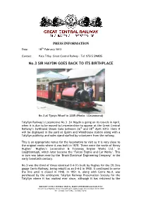 No.3 SIR HAYDN GOES BACK to ITS BIRTHPLACE