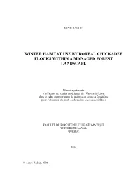 Winter Habitat Use by Boreal Chickadee Flocks Within a Managed Forest Landscape