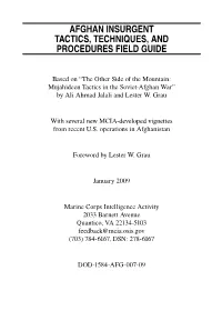 Afghan Insurgent Tactics, Techniques, and Procedures Field Guide
