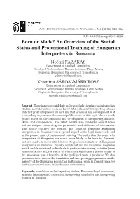 An Overview of the Social Status and Professional Training Of