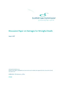 Discussion Paper on Damages for Wrongful Death