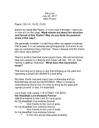 Lesson Notes and Questions July 23, 2017 Psalm 136.Pdf