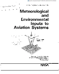 Meteorological and Environmental Inputs to Aviation Systems