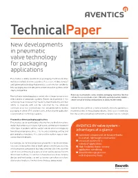 New Developments in Pneumatic Valve Technology for Packaging Applications
