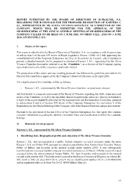Report Submitted by the Board of Directors of Euskaltel, S.A