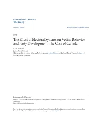 The Effect of Electoral Systems on Voting Behavior and Party Development: the Asc E of Canada" (2002)