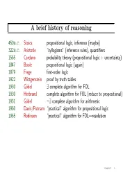 A Brief History of Reasoning