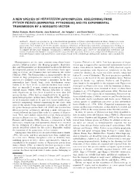 A New Species of Hepatozoon (Apicomplexa: Adeleorina) from Python Regius (Serpentes: Pythonidae) and Its Experimental Transmission by a Mosquito Vector