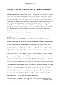 Astyages, Cyrus and Zoroaster: Solving a Historical Dilemma