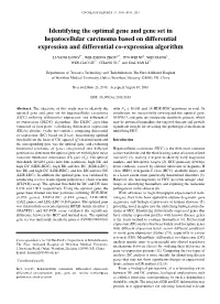 Identifying the Optimal Gene and Gene Set in Hepatocellular Carcinoma Based on Differential Expression and Differential Co-Expression Algorithm