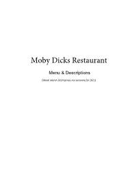 Menu Descriptions Packet