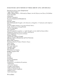 Romanticism Terms
