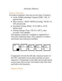 Secondary Memory