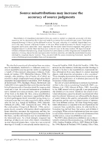 Source Misattributions May Increase the Accuracy of Source Judgments
