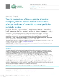 The Gut Microbiome of the Sea Urchin, Lytechinus Variegatus, from Its Natural Habitat Demonstrates Selective Attributes of Micro