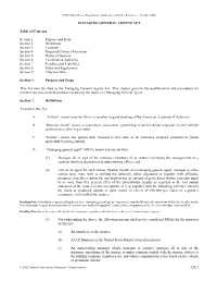225-1 MANAGING GENERAL AGENTS ACT Table Of
