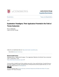 Explanation Paradigms: Their Application Potential in the Field of Tennis Instruction