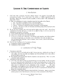 Lesson 9-Communion of Saints
