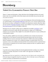 Nobels Give Econometrics Pioneers Their Due
