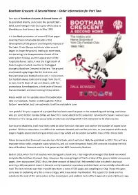 Bootham Crescent: a Second Home – Order Information for Part Two