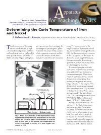 Determining the Curie Temperature of Iron and Nickel