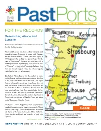 FOR the RECORDS Researching Alsace and Lorraine