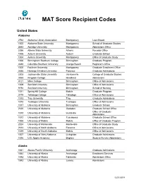 MAT Score Recipient Codes