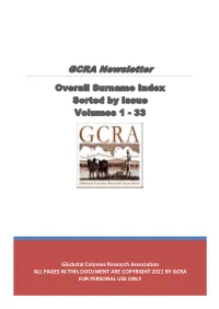 Newsletter Surname Index, Sorted by Issue, Volumes 1-33