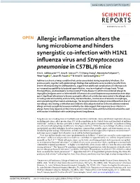 Allergic Inflammation Alters the Lung Microbiome and Hinders Synergistic