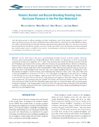 Historic Rainfall and Record-Breaking Flooding from Hurricane Florence in the Pee Dee Watershed