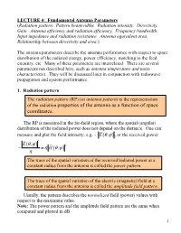 Of the Radiation Properties of the Antenna As a Function of Space Coordinates