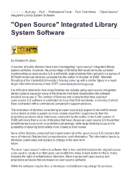 "Open Source" Integrated Library System Software "Open Source" Integrated Library System Software