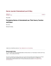 Peremptory Norms of International Law: Their Source, Function and Future