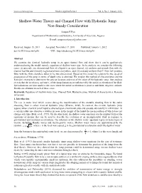 Shallow-Water Theory and Channel Flow with Hydraulic Jump: Non-Steady Consideration