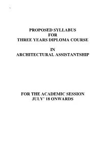 Syllabus for Three Year Diploma Course Architectural Assistantship 1