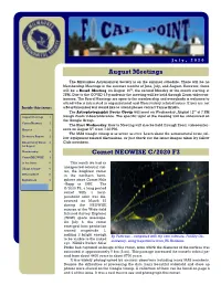 August Meetings Comet NEOWISE C/2020 F3