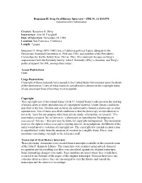 Benjamin H. Swig Interviewer: Ann M