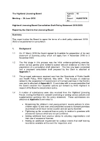 Highland Licensing Board Consultation Draft Policy Statement 2018-2023