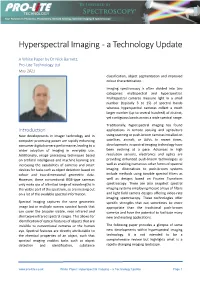 Hyperspectral Imaging - a Technology Update