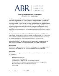 Preparing for Medical Physics Components of the ABR Core Examination
