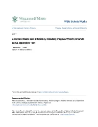Reading Virginia Woolf's Orlando As Co-Operative Text