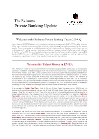 Redstone Private Banking Update Q1 2019