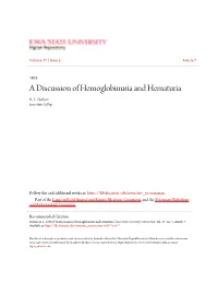 A Discussion of Hemoglobinuria and Hematuria R