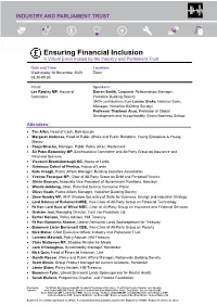 Ensuring Financial Inclusion a Virtual Event Hosted by the Industry and Parliament Trust