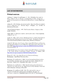 LIST of REFERENCES Printed Sources