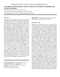 Once-Daily Sustained-Release Matrix Tablets of Nicorandil: Formulation and in Vitro Evaluation Submitted: September 4, 2003; Accepted: October 20, 2003 K