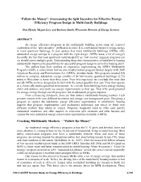 Overcoming the Split Incentive for Effective Energy Efficiency Program Design in Multi-Family Buildings