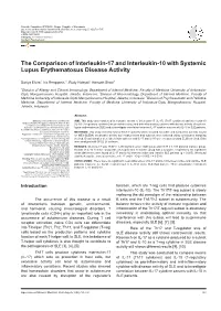 The Comparison of Interleukin-17 and Interleukin-10 with Systemic Lupus Erythematosus Disease Activity