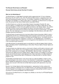 The Wroclaw World Games and Floorball APPENDIX 15 Wroclaw World Games Action Plan Next 15 Months
